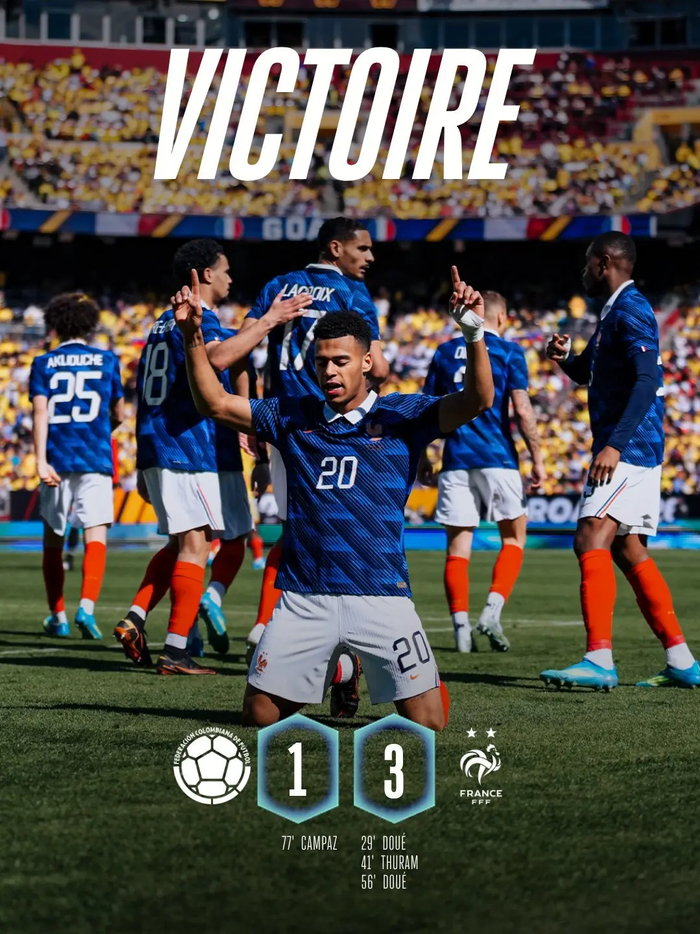 法国轮换阵容3-1大胜哥伦比亚展现足坛统治力